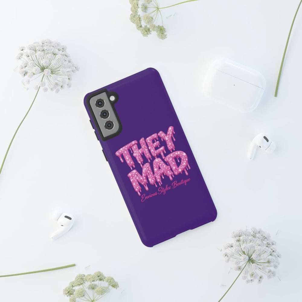Image of They Mad Phone Case — Bold Drip Pink Typography on Purple