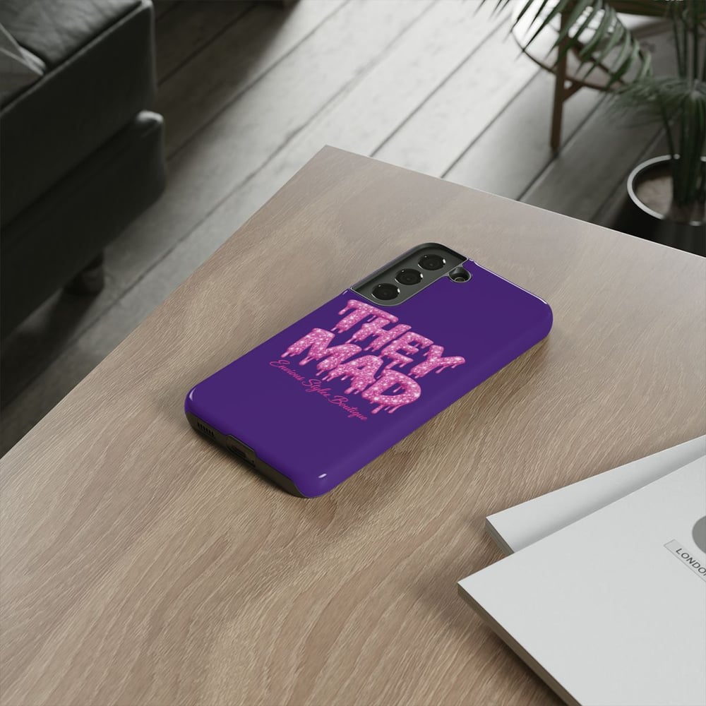 Image of They Mad Phone Case — Bold Drip Pink Typography on Purple