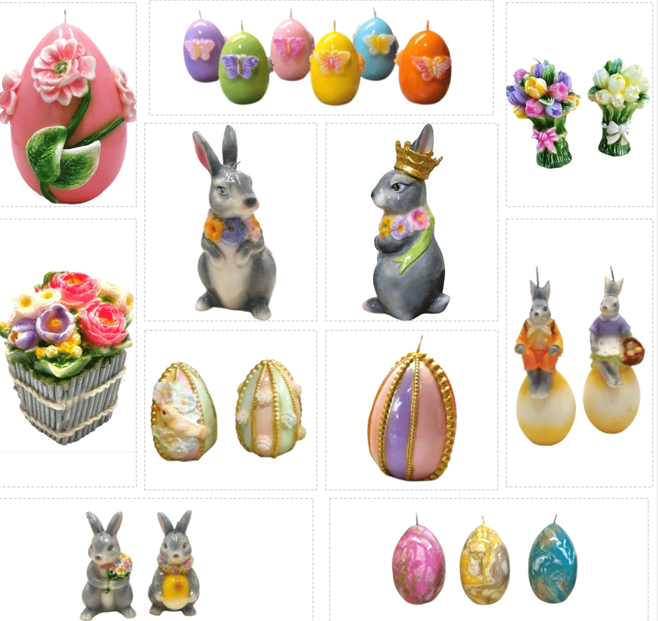 Image of Wax Sculptures/Candles- Easter Flowers, Eggs and Bunnies!