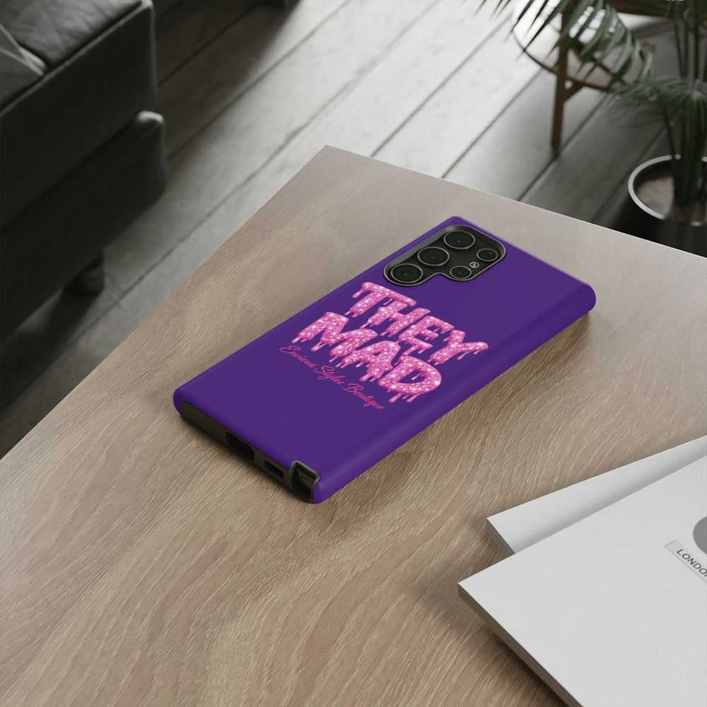 Image of They Mad Phone Case — Bold Drip Pink Typography on Purple