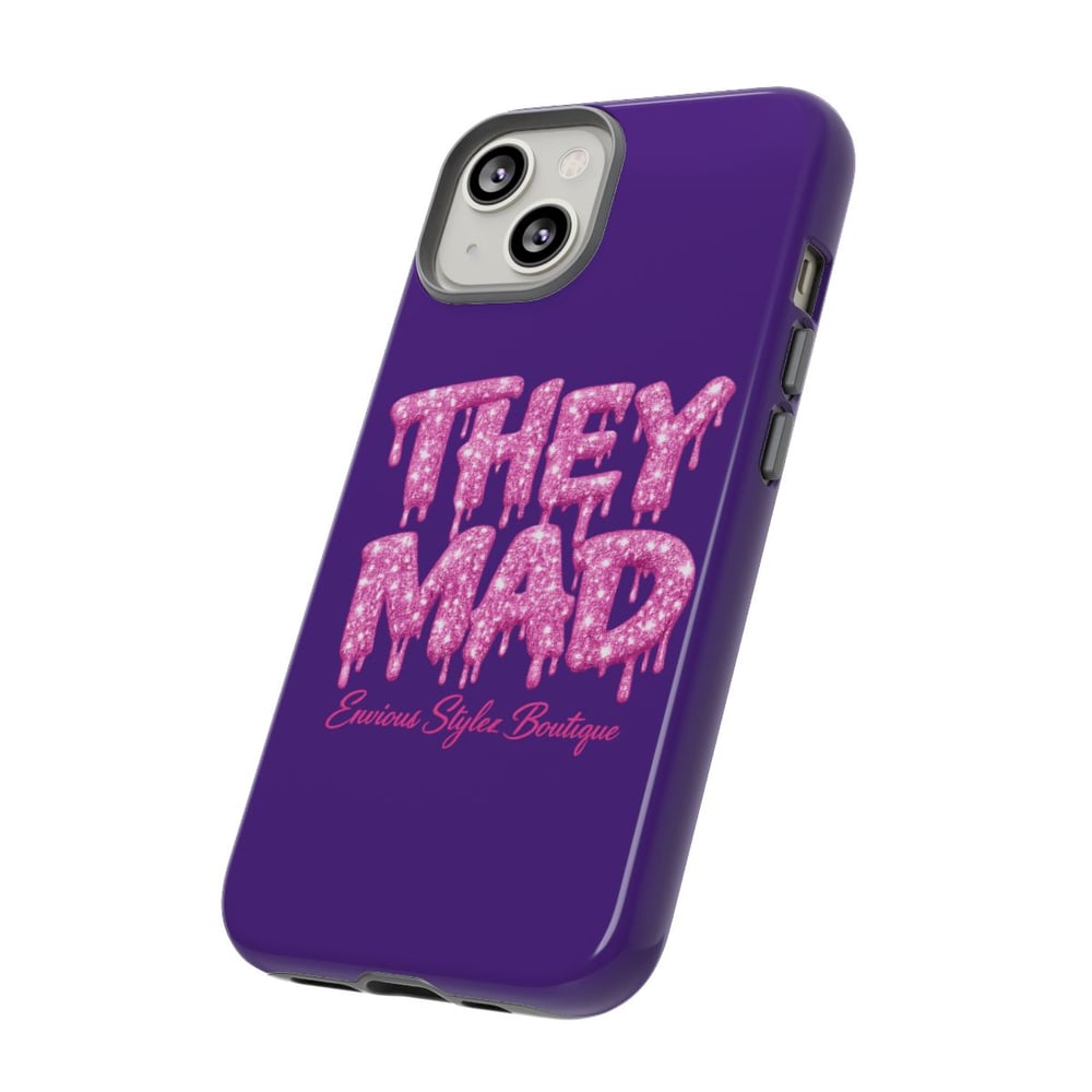 Image of They Mad Phone Case — Bold Drip Pink Typography on Purple