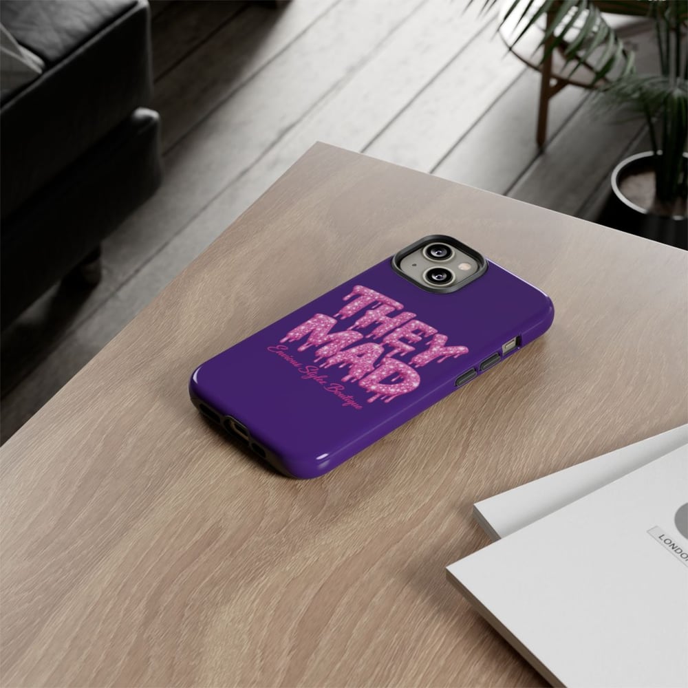 Image of They Mad Phone Case — Bold Drip Pink Typography on Purple