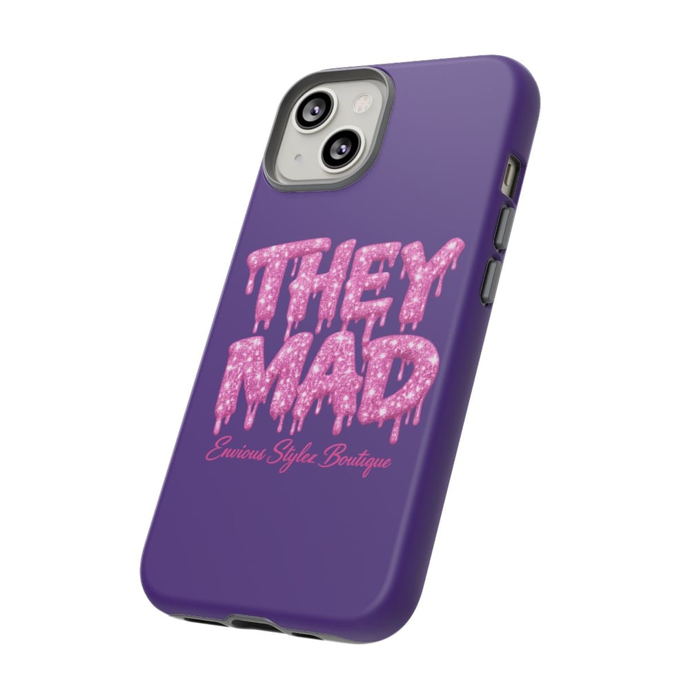 Image of They Mad Phone Case — Bold Drip Pink Typography on Purple