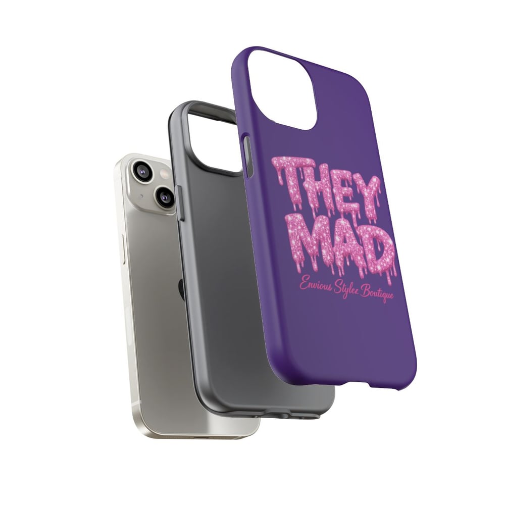 Image of They Mad Phone Case — Bold Drip Pink Typography on Purple