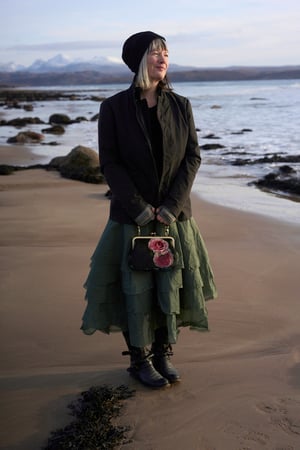 Image of Winter rose, velvet clutch/shoulder bag - roomier size