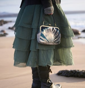 Image of Feather, velvet clutch/shoulder bag - roomier size