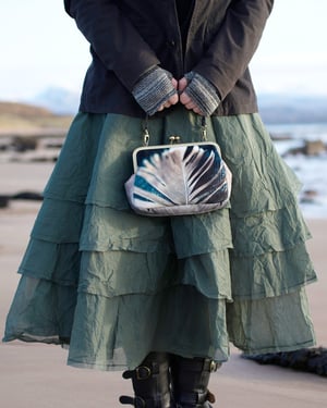 Image of Feather, velvet clutch/shoulder bag - roomier size