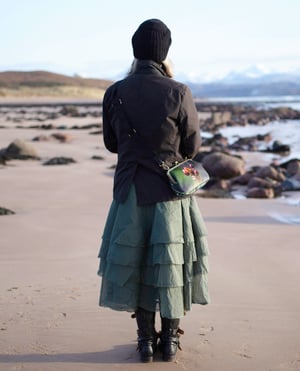 Image of St. Johns Wort, velvet clutch/shoulder bag - roomier size