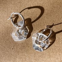 White Grid Glass Earrings 