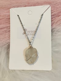 Image 1 of White criss cross sea glass necklace