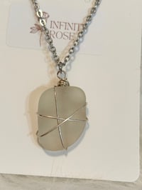 Image 2 of White criss cross sea glass necklace