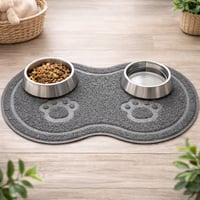 Image 2 of Combo Área de Comida para Mascotas – Alfombra Antideslizante + 2 Platos