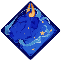 Blue Starry Bull Sticker