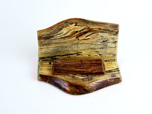 Image of Live Edge Ash Wood Tablet Stand, Handmade Wooden iPhone Holder, Rustic Dock Stand