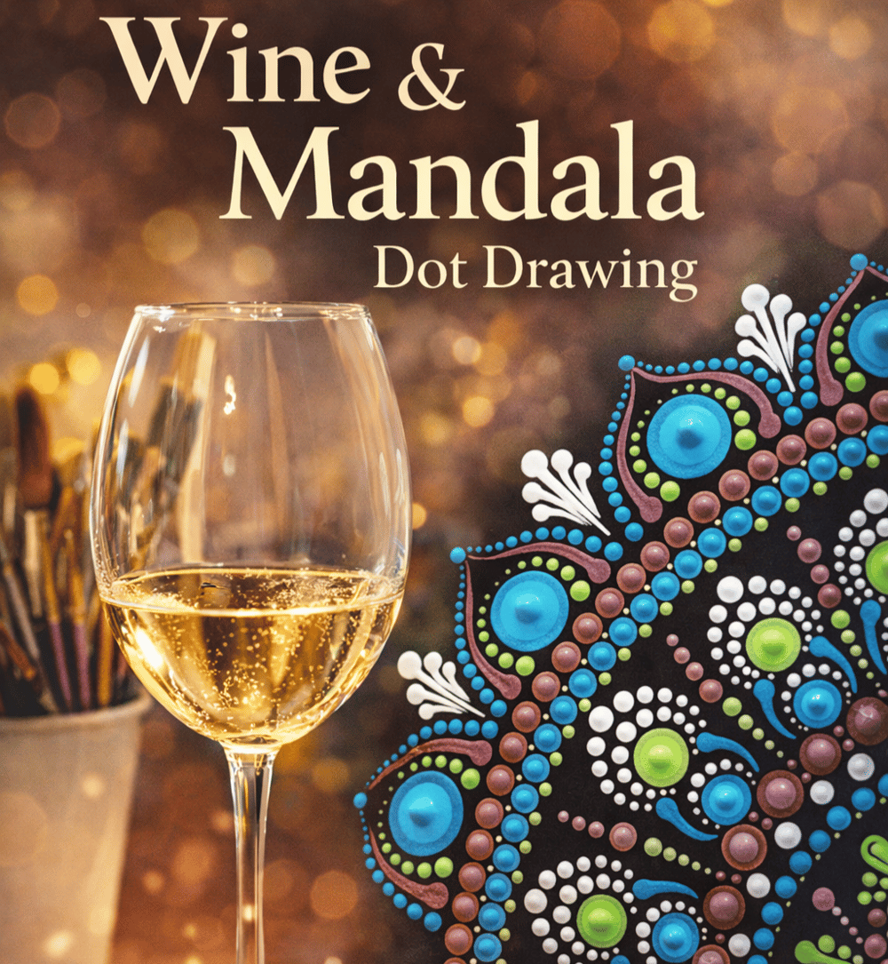 Image of Wine & Mandala Dot Drawing on 04th March