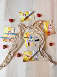 Image 1 of Worn Harley Quinn fishnets and signed 4x6s