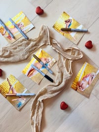 Image 2 of Worn Harley Quinn fishnets and signed 4x6s