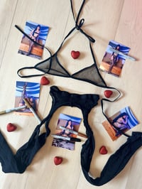 Image 1 of Worn fishnet stockings and top from Hinata shoot and signed 4x6s