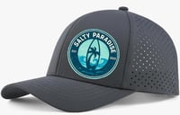Image 4 of SALTY PARADISE SURFBOARD AND PALM LOGO QUICKDRY BASEBALL CAP