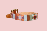Image 3 of Quilted Dog Collar Sleeve with Leather Collar / Sunset Sawtooth