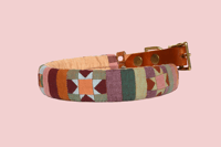 Image 2 of Quilted Dog Collar Sleeve with Leather Collar / Sunset Sawtooth