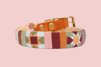 Image 1 of Quilted Dog Collar Sleeve with Leather Collar / Sunset Sawtooth