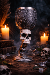 Image 1 of 👑The Armored Kingdom Final Toast of Valor Skull Goblet-Grim Aesthetic-Textured Finish-Decor