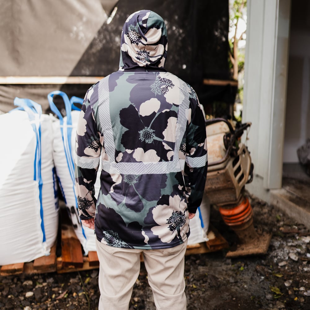 Image of FLORAL GRN CAMO REFLECTIVE HOODIE