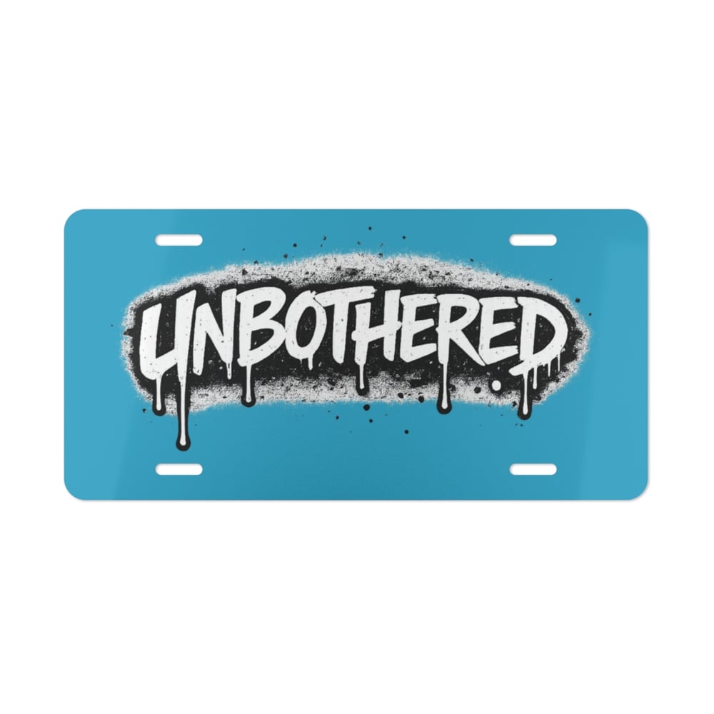 Image of Unbothered Graffiti Vanity Plate — Blue Decorative License Plate