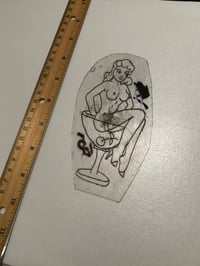 Pike acetate stencil - pinup martini girl