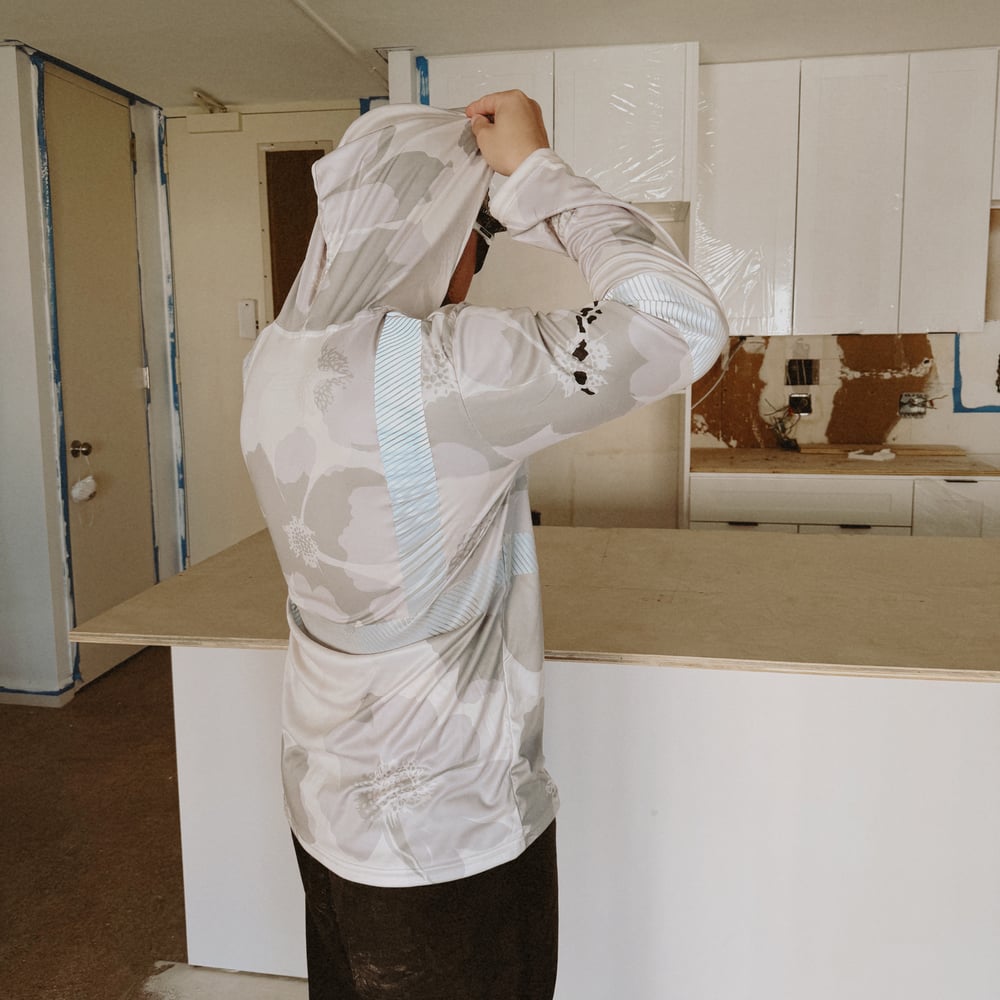 Image of FLORAL BEIGE CAMO REFLECTIVE HOODIE