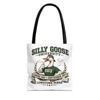 Image 1 of Silly Goose University Tote Bag — 'Goose Day • September 29th' College-Style Canvas Tote