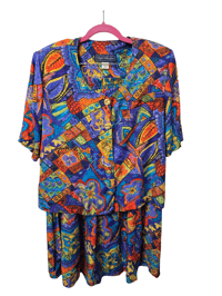 Image 1 of Vintage Colorful Size 20W Skirt Set