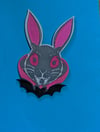 Grey Vampire Bunny Easter Brooch