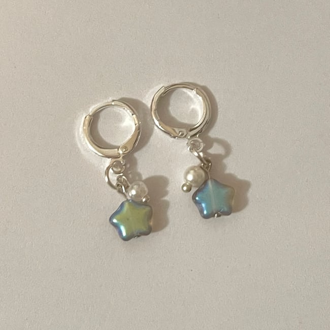 'shooting stars' silver huggie hoop earrings