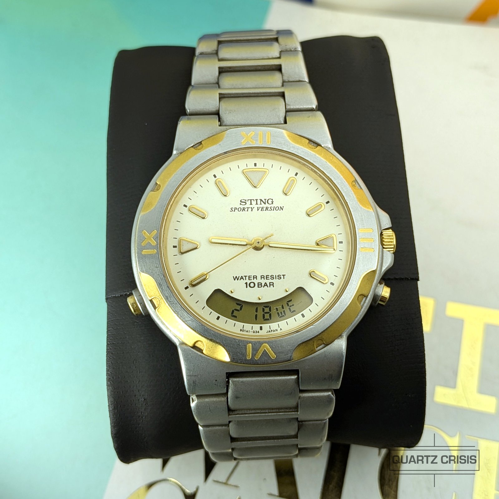 1997 Casio Sting STN-402W Two-Tone Ana-Digi Hybrid Watch | Quartz