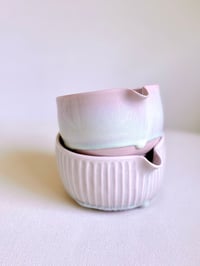 Image 5 of Fluted Porcelain Matcha Bowl - Light Pink