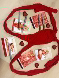 Image 4 of Worn red body stocking and signed 4x6s