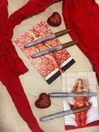 Image 5 of Worn red body stocking and signed 4x6s