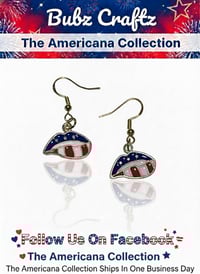 Image 1 of Americana Lip Dangle Earrings – Stars and Stripes, Sterling Silver Hooks