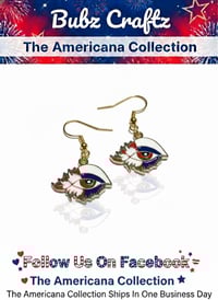 Image 1 of Eagle Eye USA Flag Earrings – 925 Sterling Silver, Americana