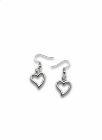 Image 1 of Sterling Silver Heart Drop Earrings – Stainless Steel Dangles, Romantic Gift