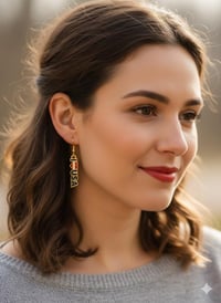 Image 2 of I Love USA Enamel Earrings - 925 Sterling Silver Hooks, Americana