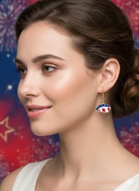 Image 2 of Americana Lip Dangle Earrings – Stars and Stripes, Sterling Silver Hooks