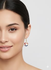 Image 2 of Americana Eagle Drop Earrings – Red White Blue Enamel, Sterling Silver Hooks