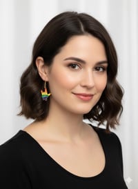 Image 2 of Pride ASL I Love You Earrings - Rainbow Enamel Sign Language Jewelry