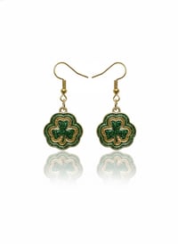 Image 1 of Sparkly Shamrock Drop Earrings – Hypoallergenic St. Patrick’s Day Jewelry