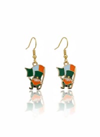 Image 1 of Leprechaun Earrings | Stainless Steel Irish Flag Dangles