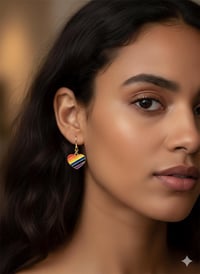 Image 2 of Pride Striped Heart Earrings Colorful Enamel Heart Dangles