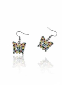 Image 1 of Enamel Butterfly Puzzle Earrings, Autism Awareness Dangles